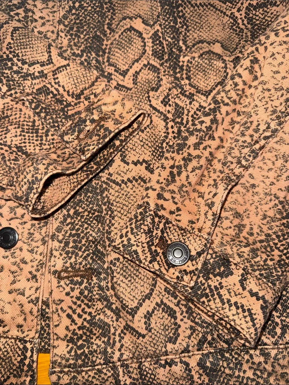 Free People jacket is a brown and black snake-printed denim jacket Size S - Picture 7 of 13